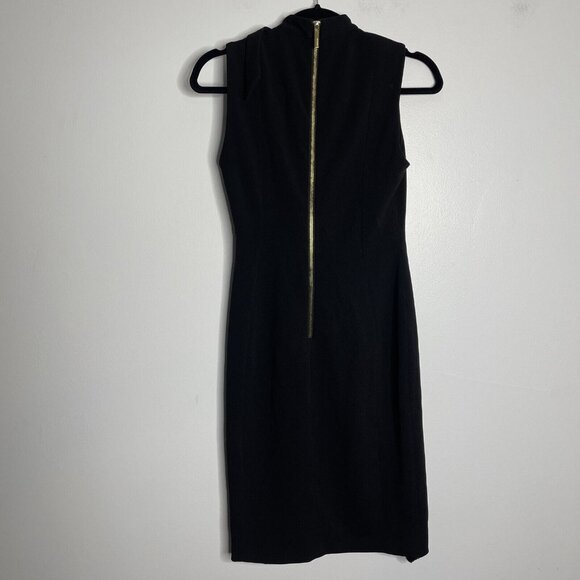 Calvin Klein BLACK Tie Neck Sleeveless Crepe Dress size 2 Bow-Neck Sheath - Picture 11 of 12